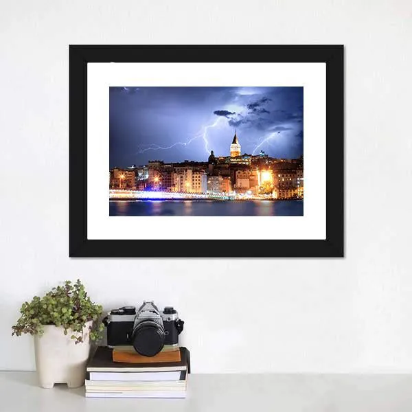 Lightning In Istanbul Canvas Wall Art