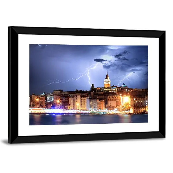 Lightning In Istanbul Canvas Wall Art