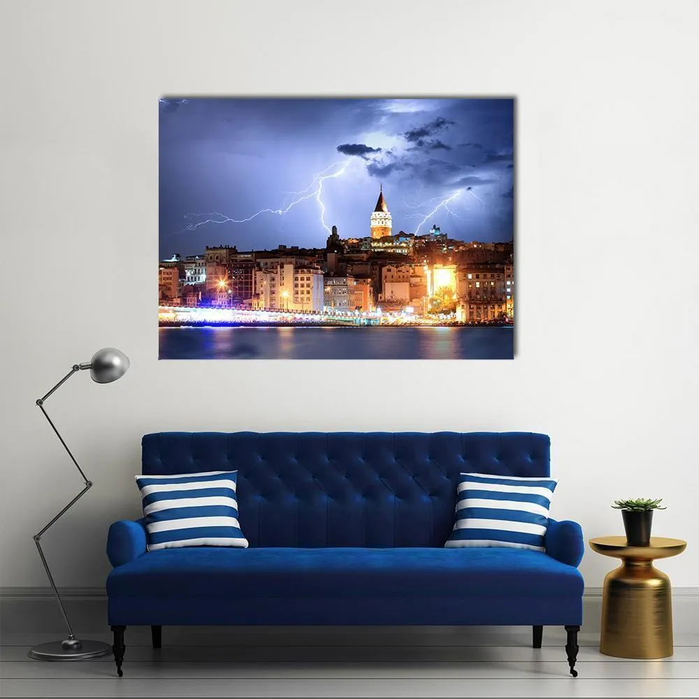 Lightning In Istanbul Canvas Wall Art