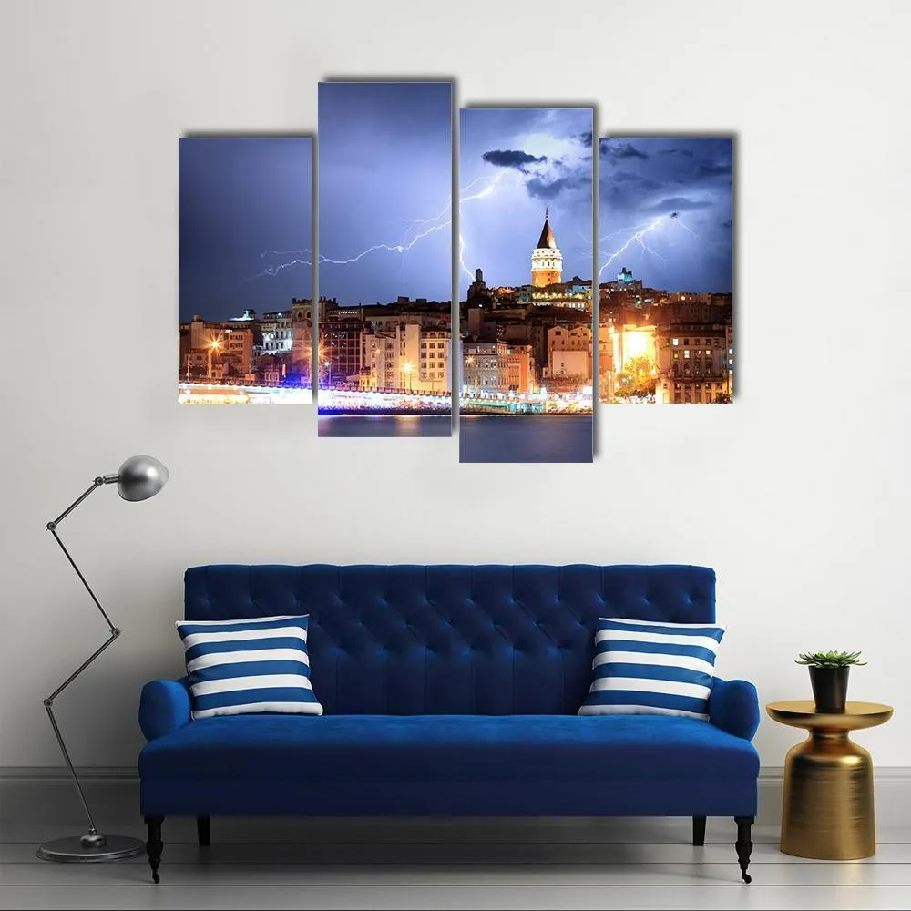 Lightning In Istanbul Canvas Wall Art