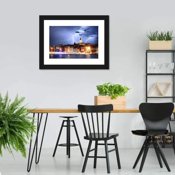 Lightning In Istanbul Canvas Wall Art