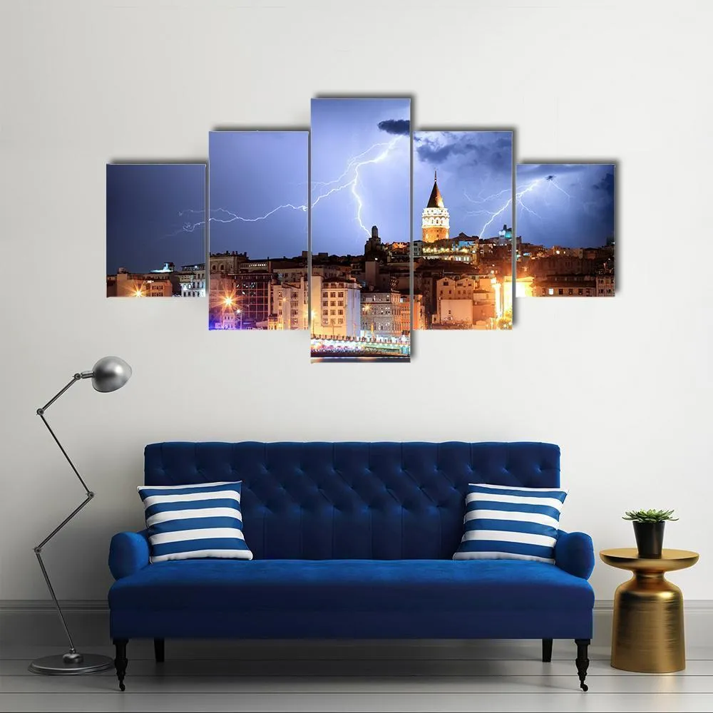 Lightning In Istanbul Canvas Wall Art