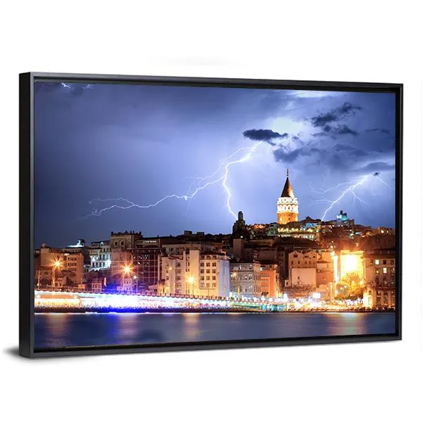 Lightning In Istanbul Canvas Wall Art