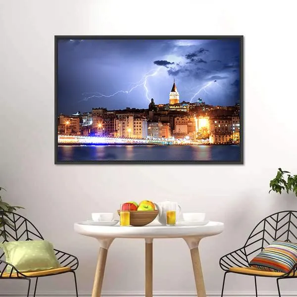 Lightning In Istanbul Canvas Wall Art