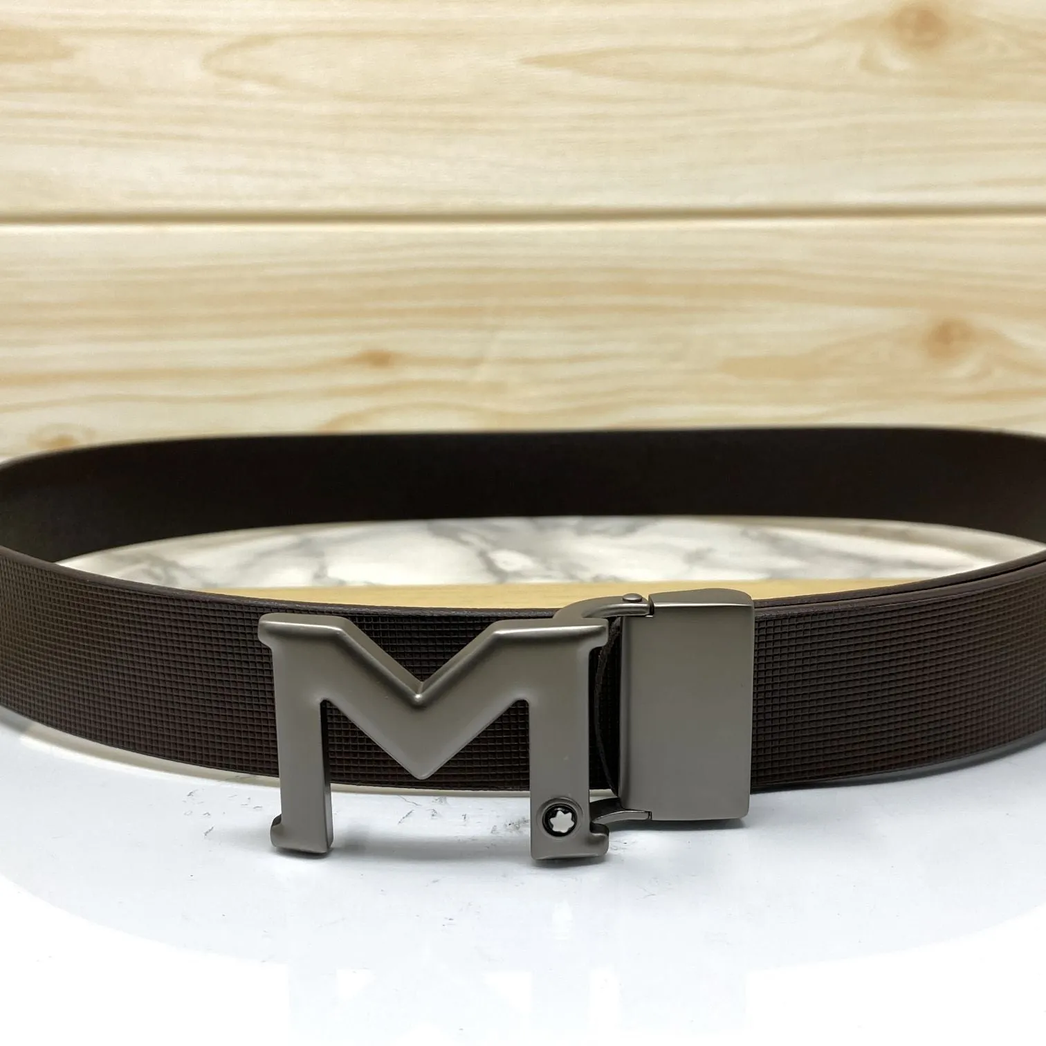 M-Pattern Leather Strap Belt -JonasParamount