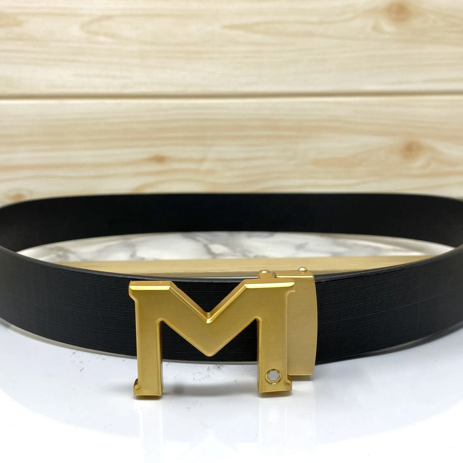 M-Pattern Leather Strap Belt -JonasParamount