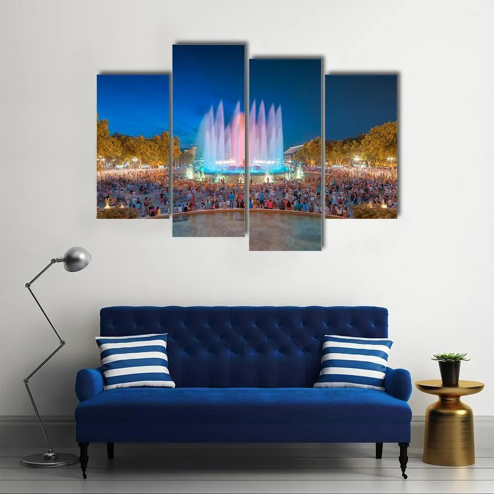 Magic Fountain in Barcelona Canvas Wall Art