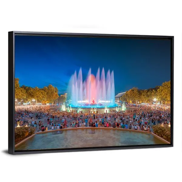 Magic Fountain in Barcelona Canvas Wall Art