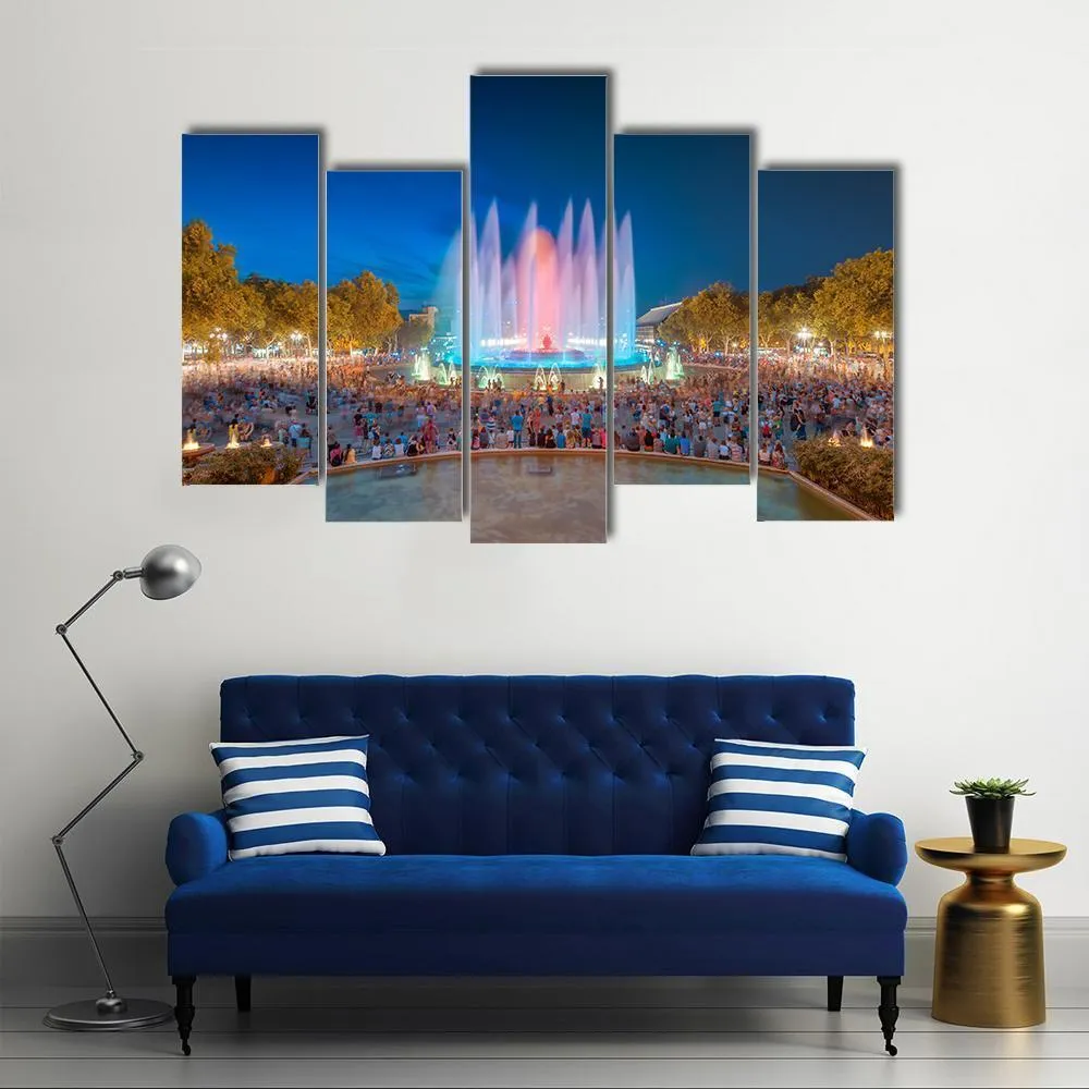 Magic Fountain in Barcelona Canvas Wall Art