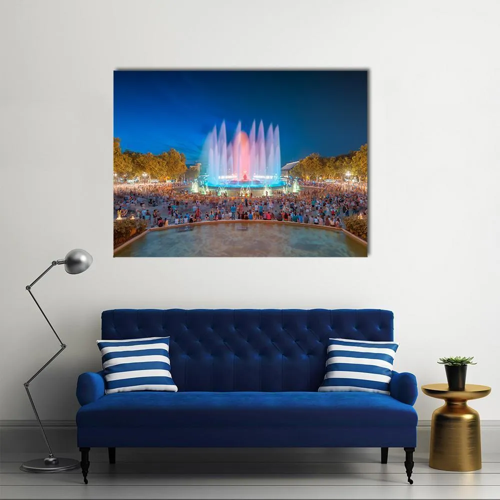 Magic Fountain in Barcelona Canvas Wall Art