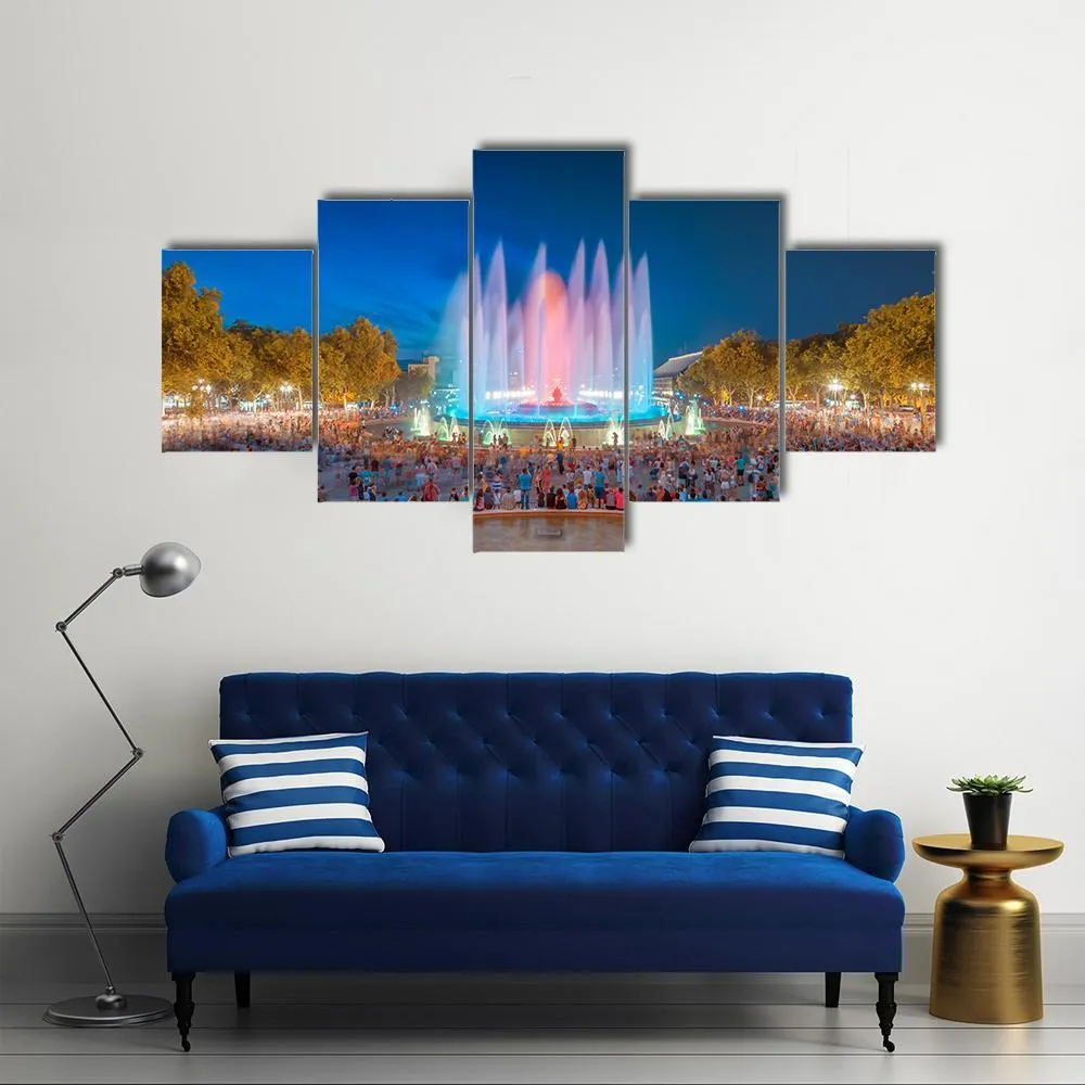 Magic Fountain in Barcelona Canvas Wall Art