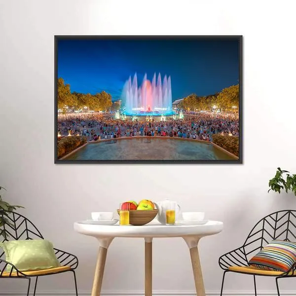 Magic Fountain in Barcelona Canvas Wall Art