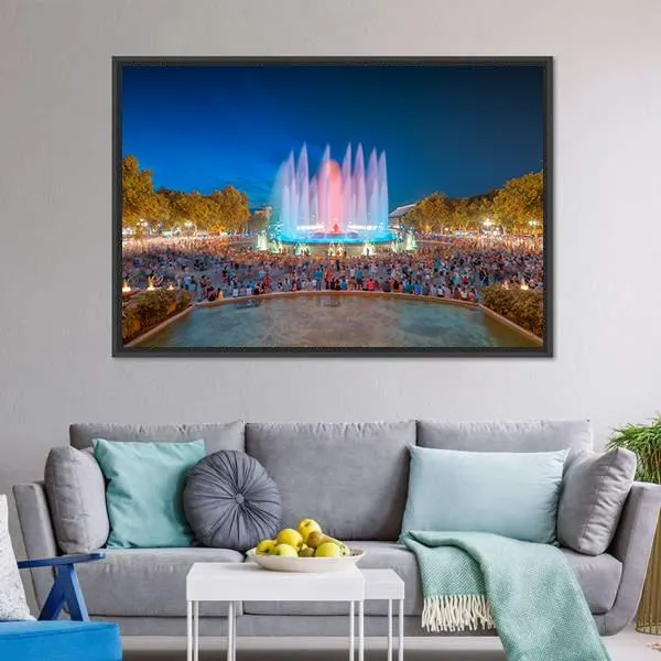 Magic Fountain in Barcelona Canvas Wall Art