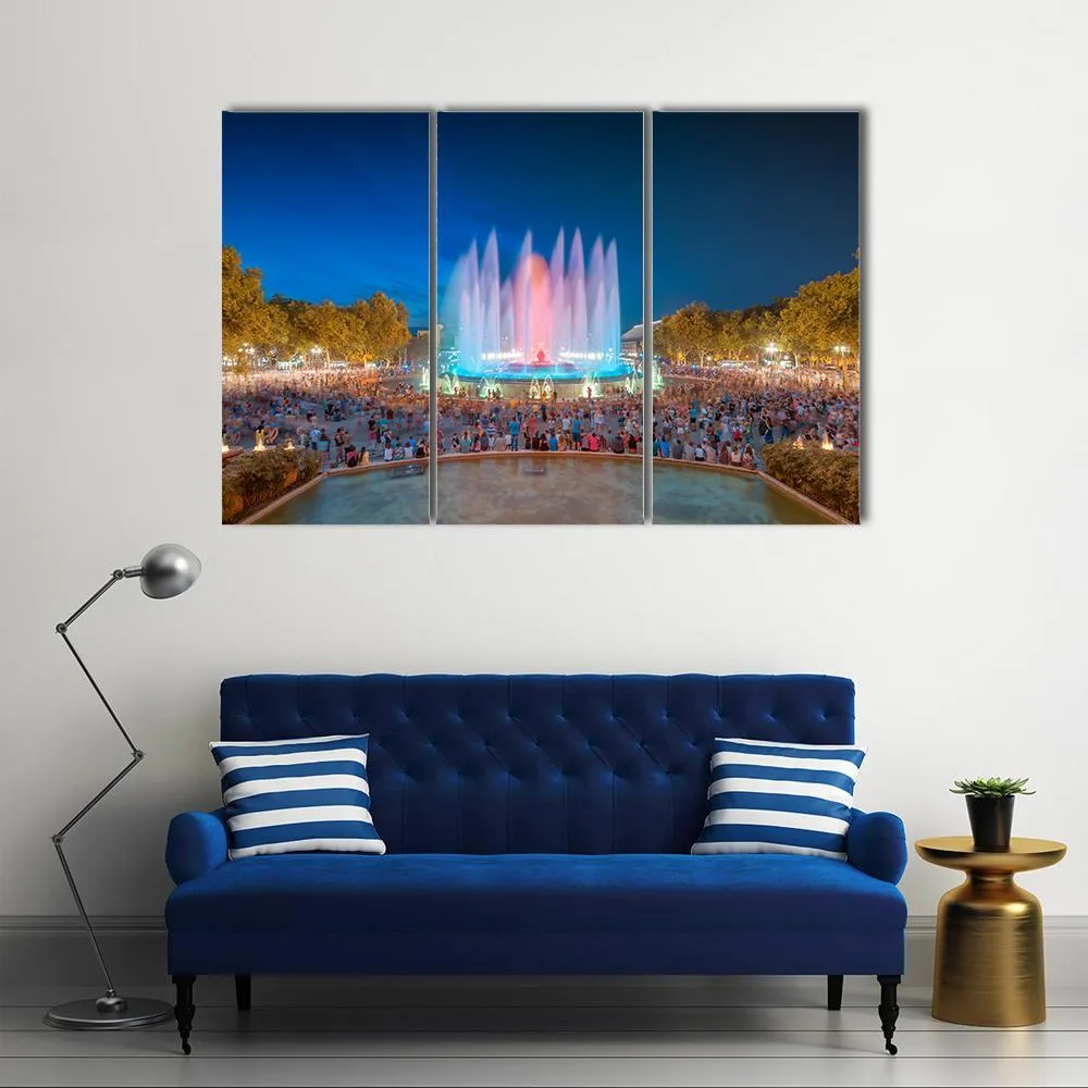 Magic Fountain in Barcelona Canvas Wall Art