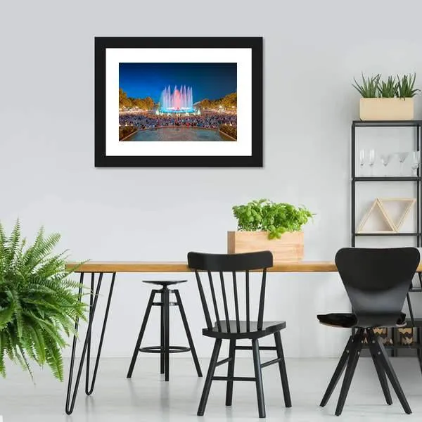 Magic Fountain in Barcelona Canvas Wall Art