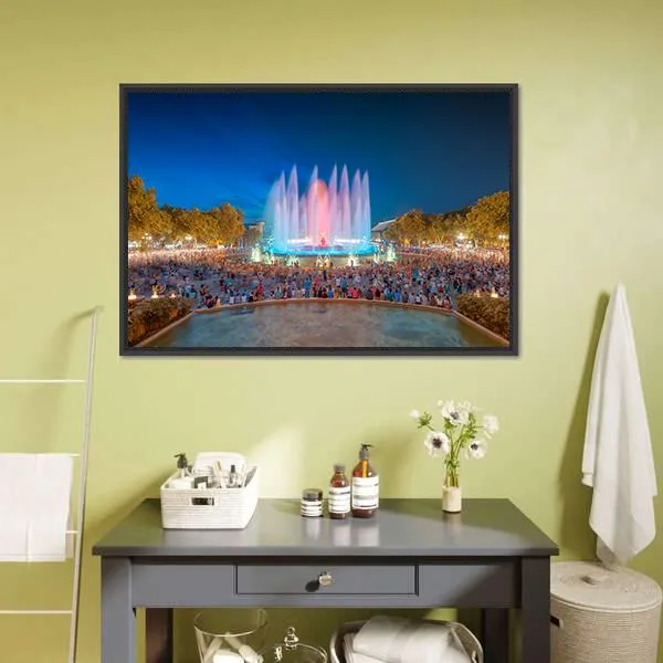 Magic Fountain in Barcelona Canvas Wall Art