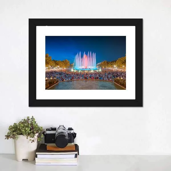 Magic Fountain in Barcelona Canvas Wall Art