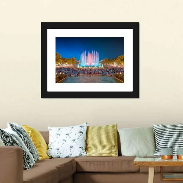 Magic Fountain in Barcelona Canvas Wall Art