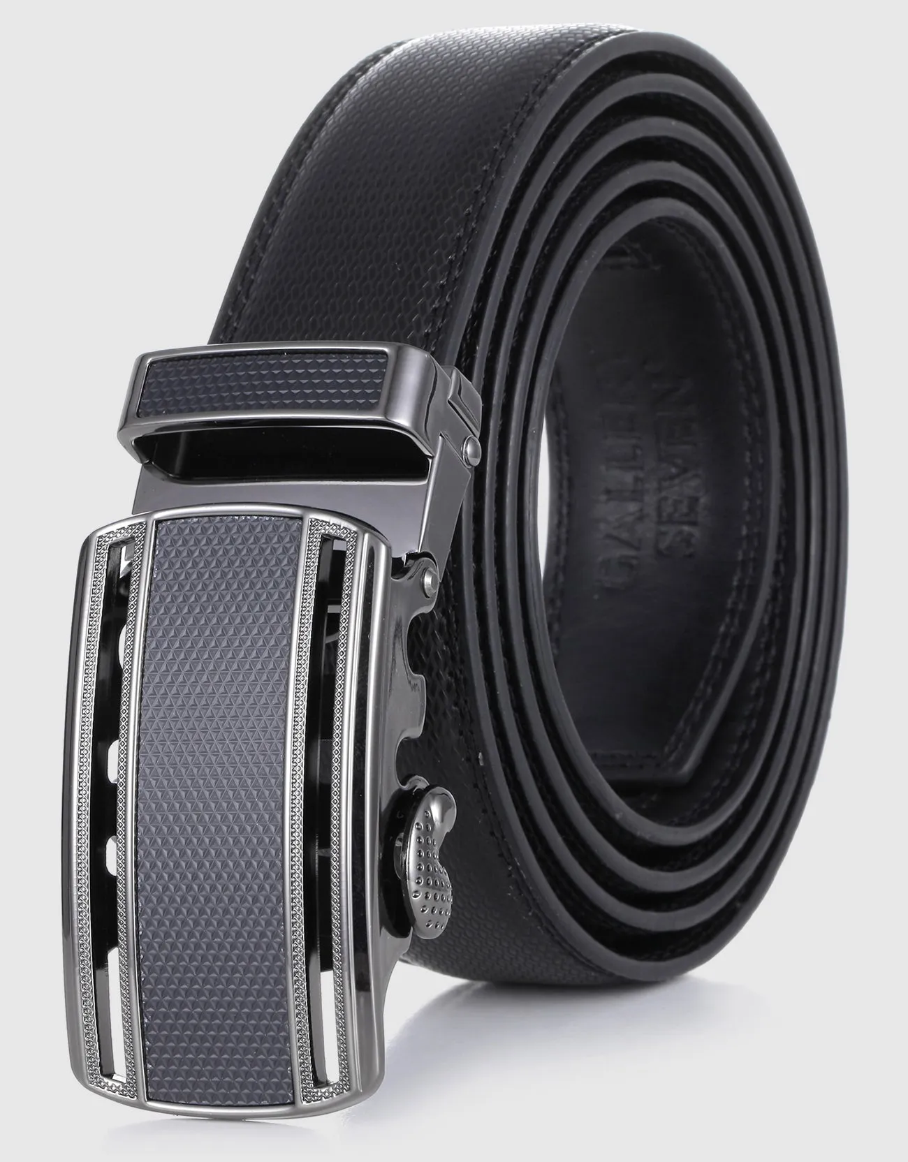 Men's Exquisite Grid Leather Ratchet  Belt