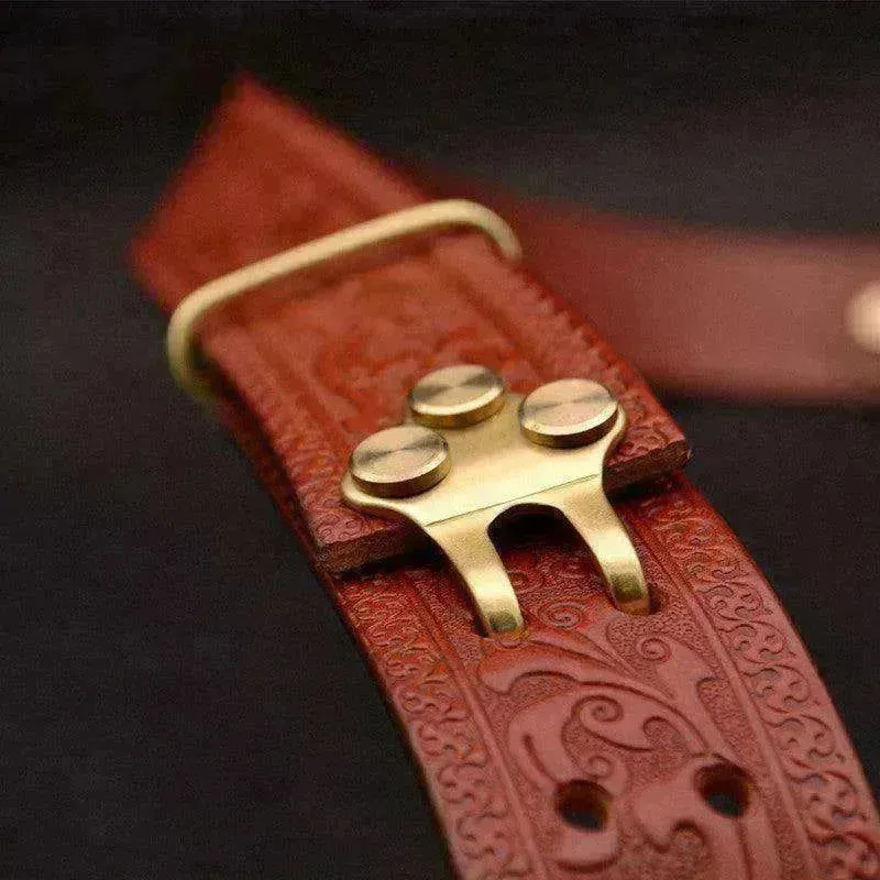 Men's Leisure Leather Belt With Woven Pattern