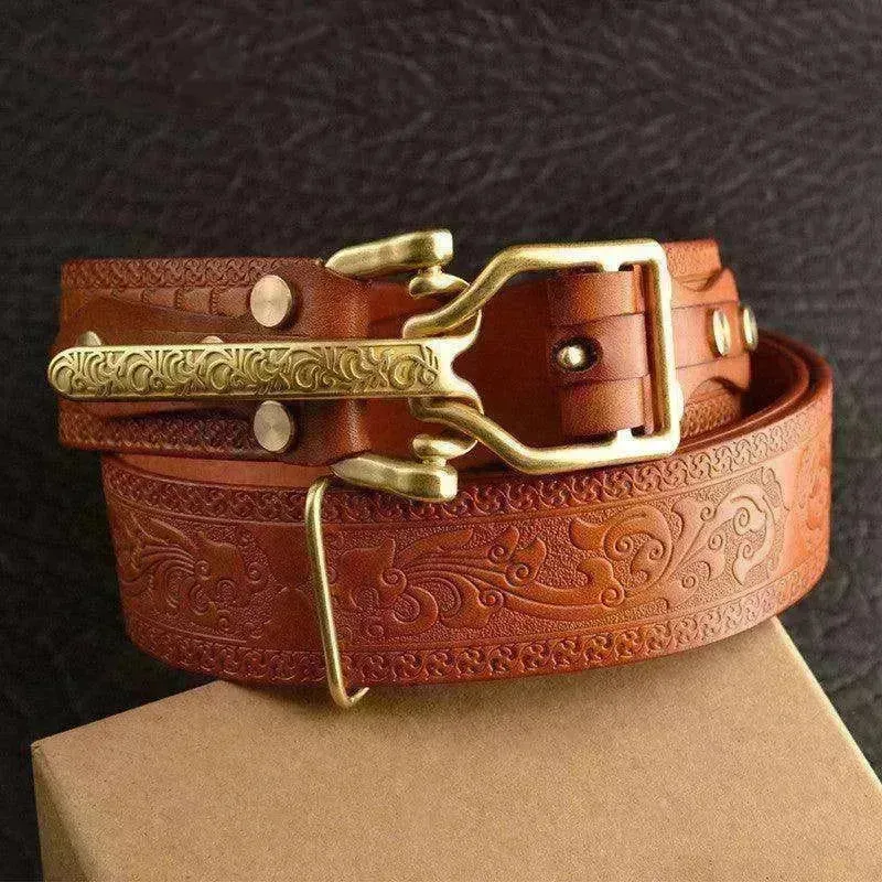 Men's Leisure Leather Belt With Woven Pattern