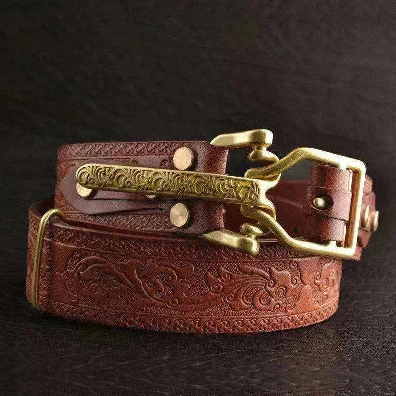 Men's Leisure Leather Belt With Woven Pattern