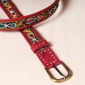 Mirror Work Kutch Hand Embroidery Pure Leather Belt (Upto 40 in)