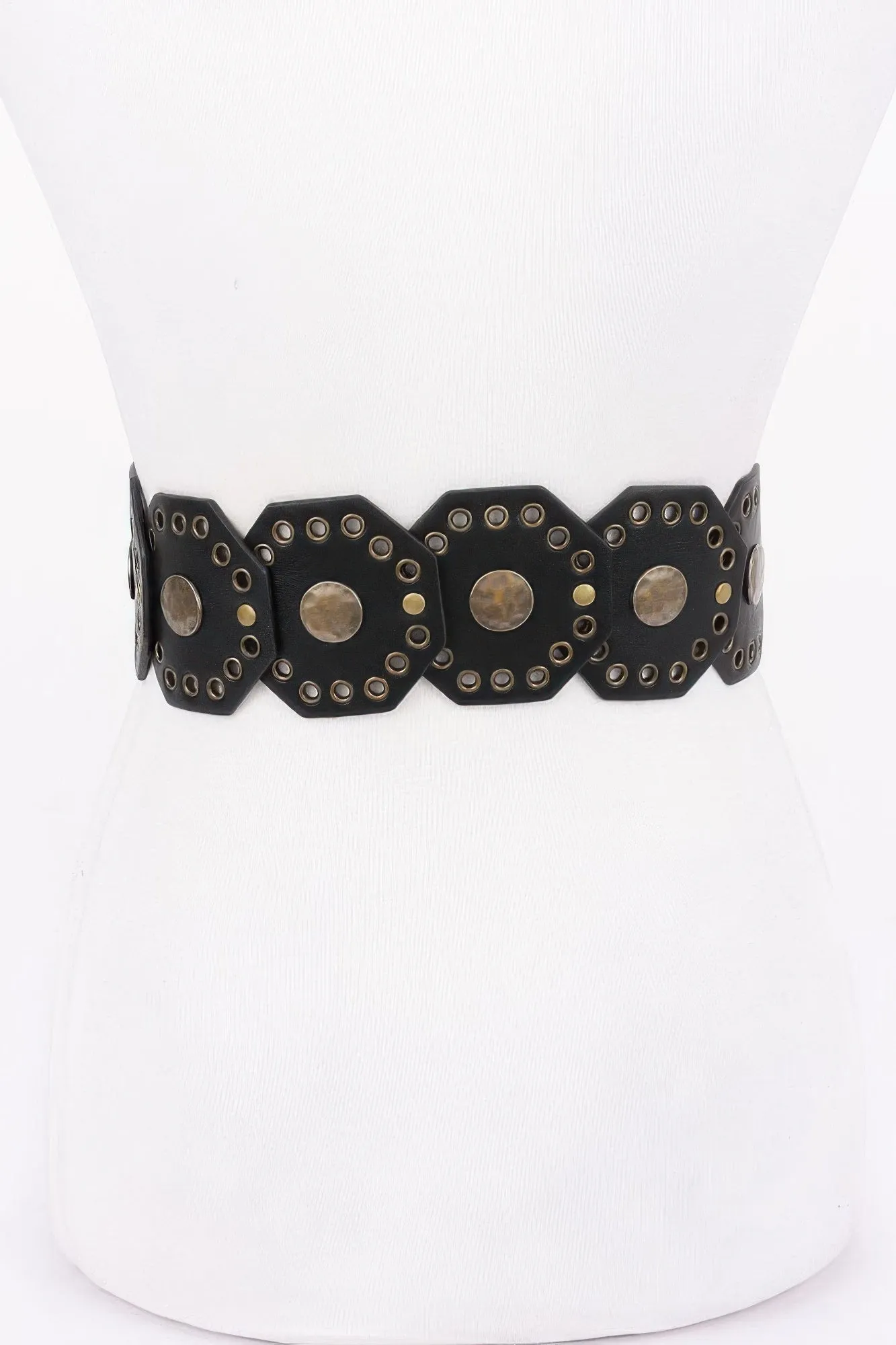 Multi Metal Round Pu Vintage Belt