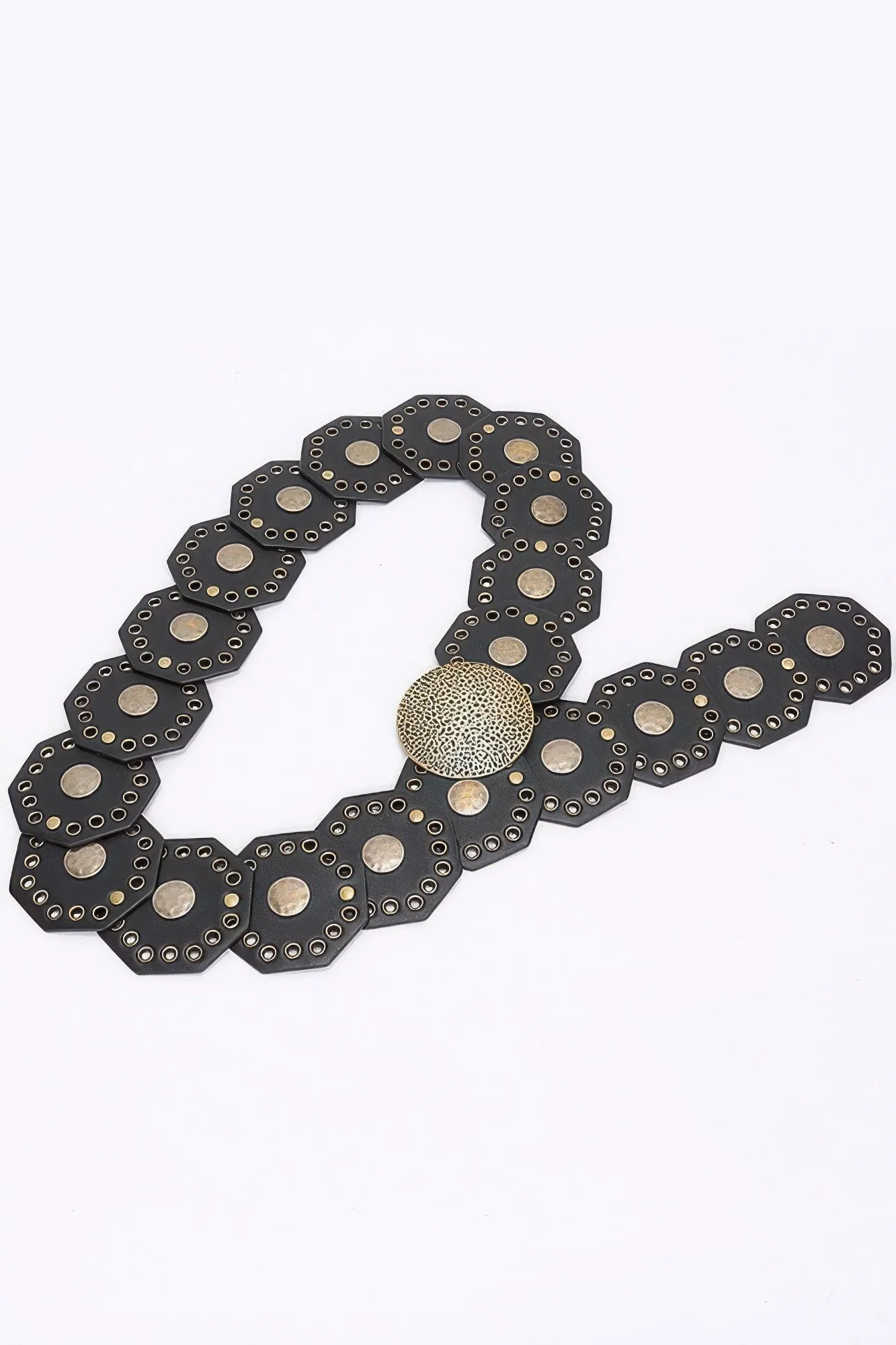 Multi Metal Round Pu Vintage Belt