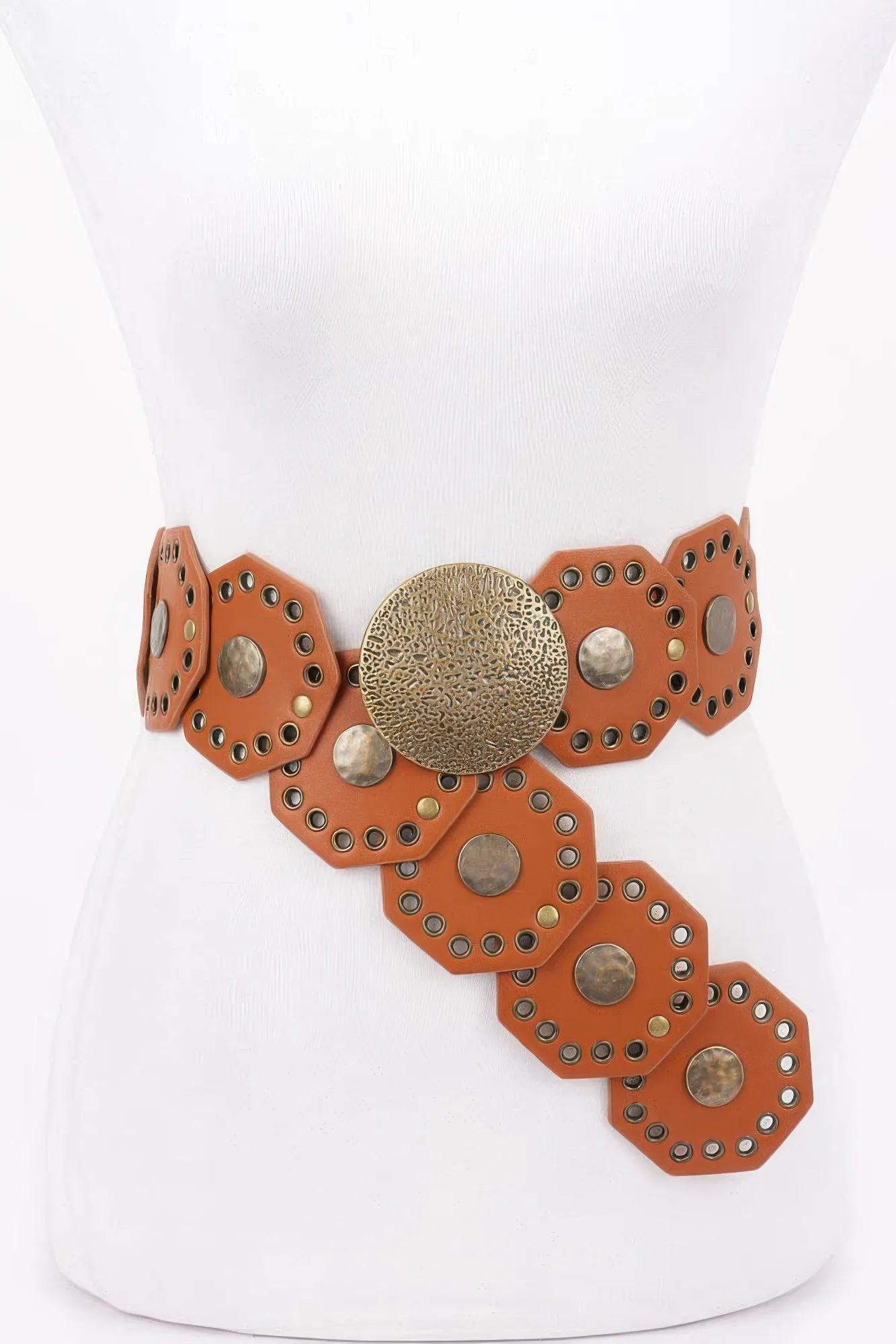 Multi Metal Round Pu Vintage Belt