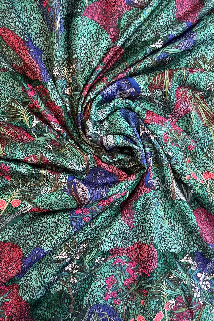 Multicolor Pichwai Printed Modal Satin Fabric