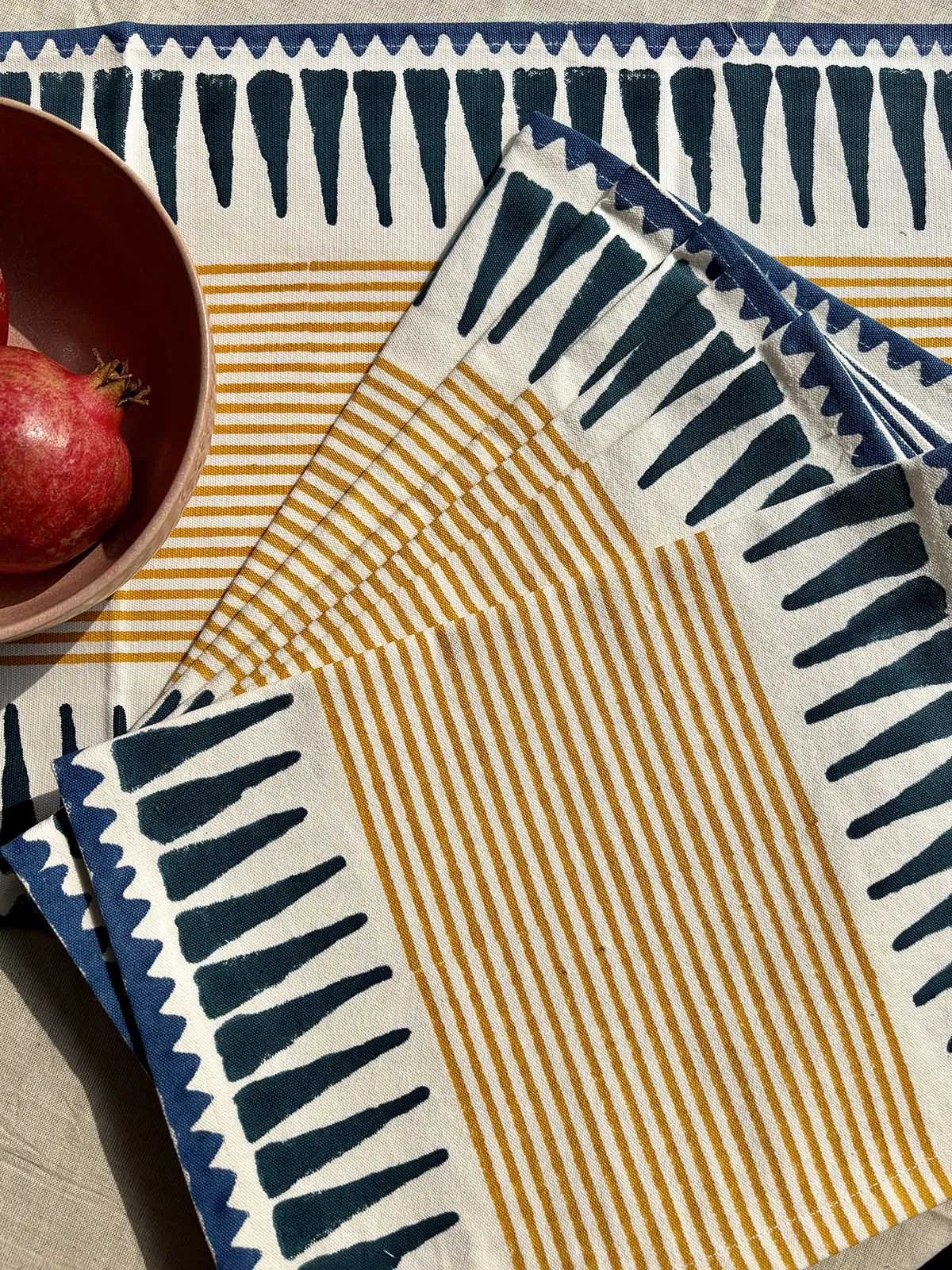 Mustard & Blue Striped Placemats