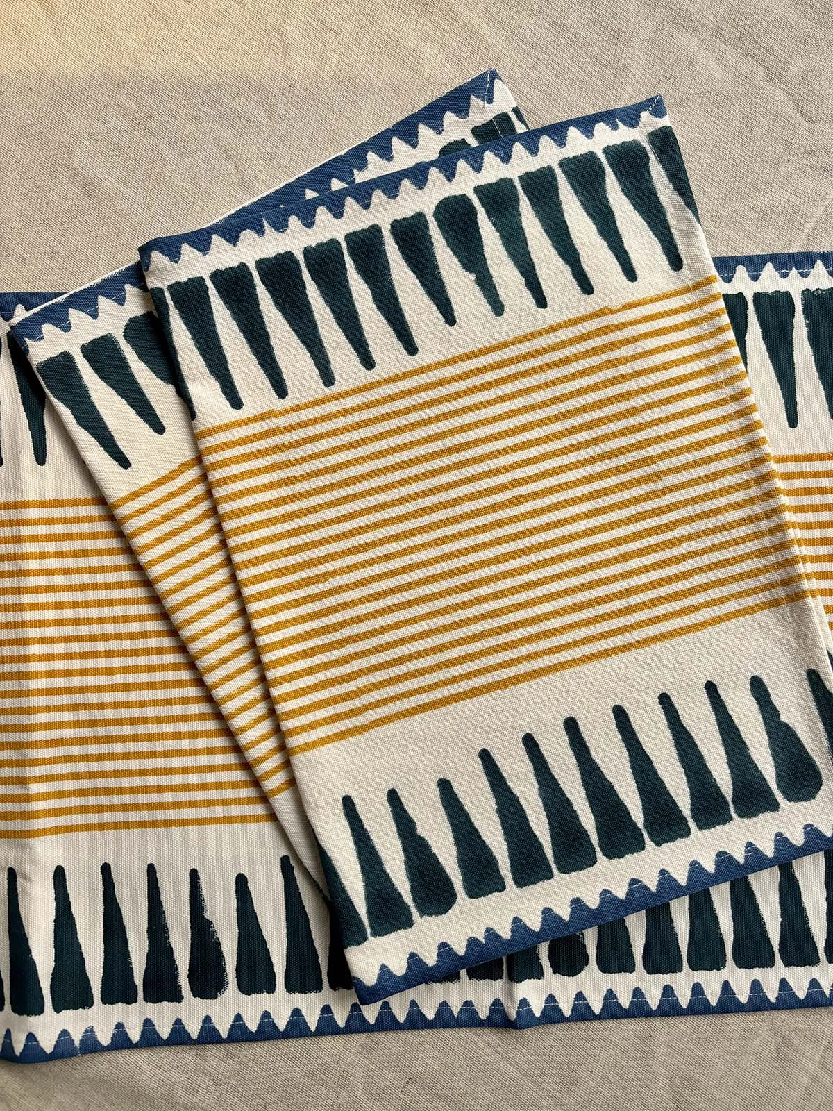 Mustard & Blue Striped Placemats