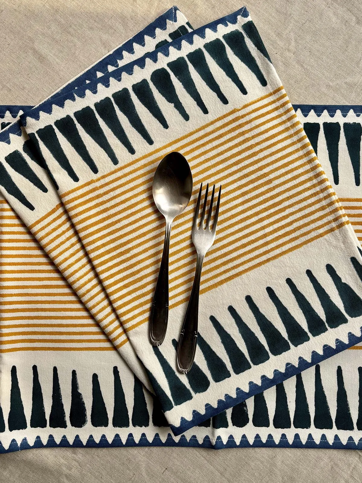 Mustard & Blue Striped Placemats