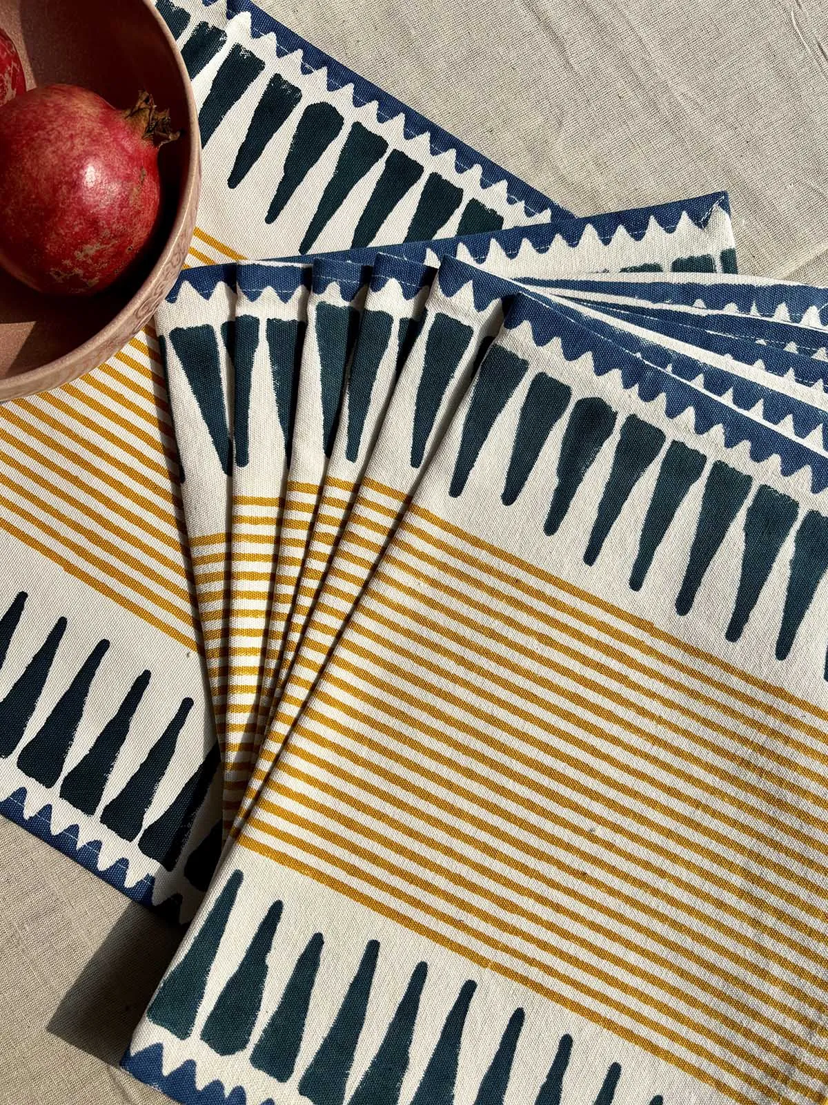 Mustard & Blue Striped Placemats