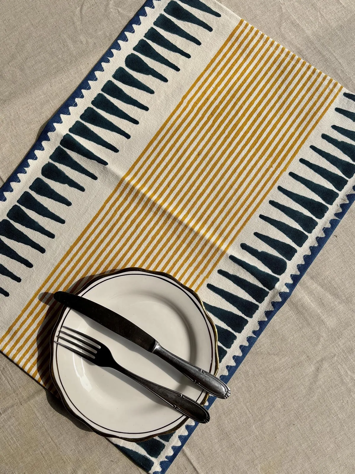 Mustard & Blue Striped Placemats