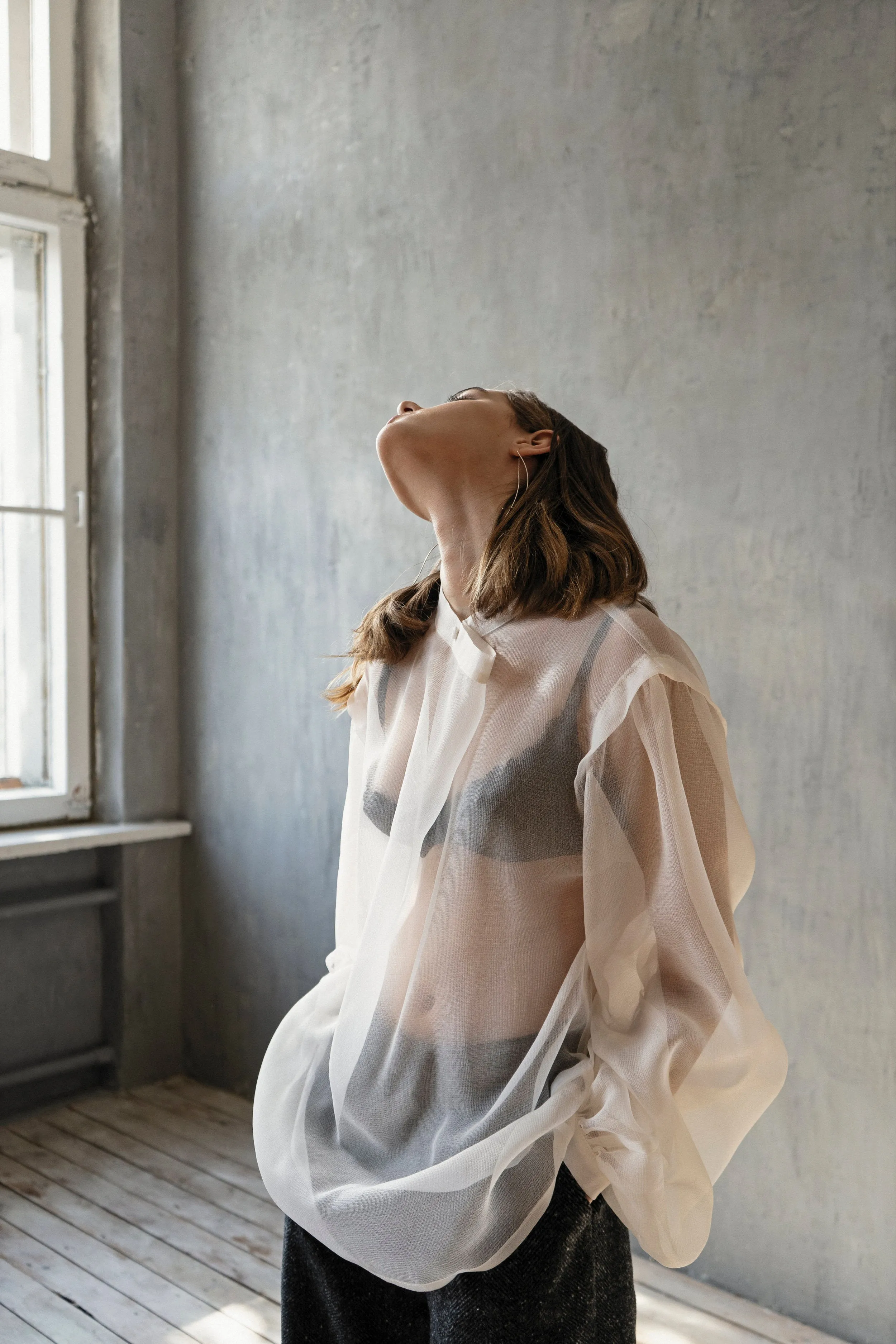 Offwhite Silk Weightless Crossover Blouse