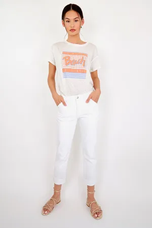 PAIGE - BRIGETTE BOYFRIEND SKINNY FASHION PATCH POCKET CRISP WHITE WAS $435