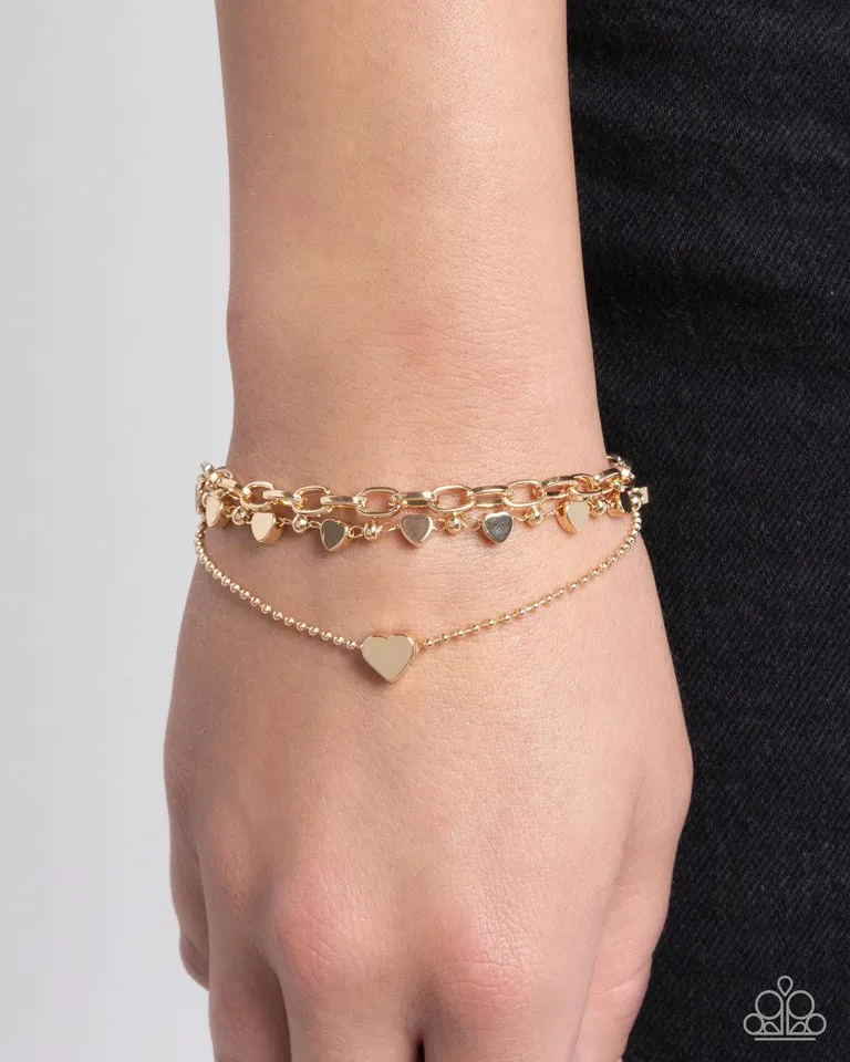 Paparazzi Bracelet ~ Endearing Ending - Gold