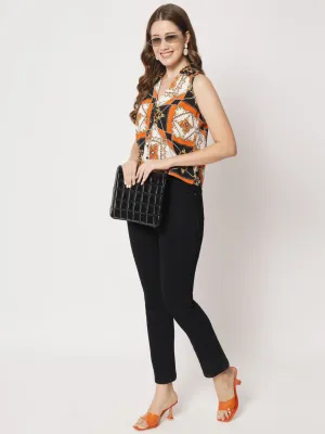 Paris Printed Crepe Top