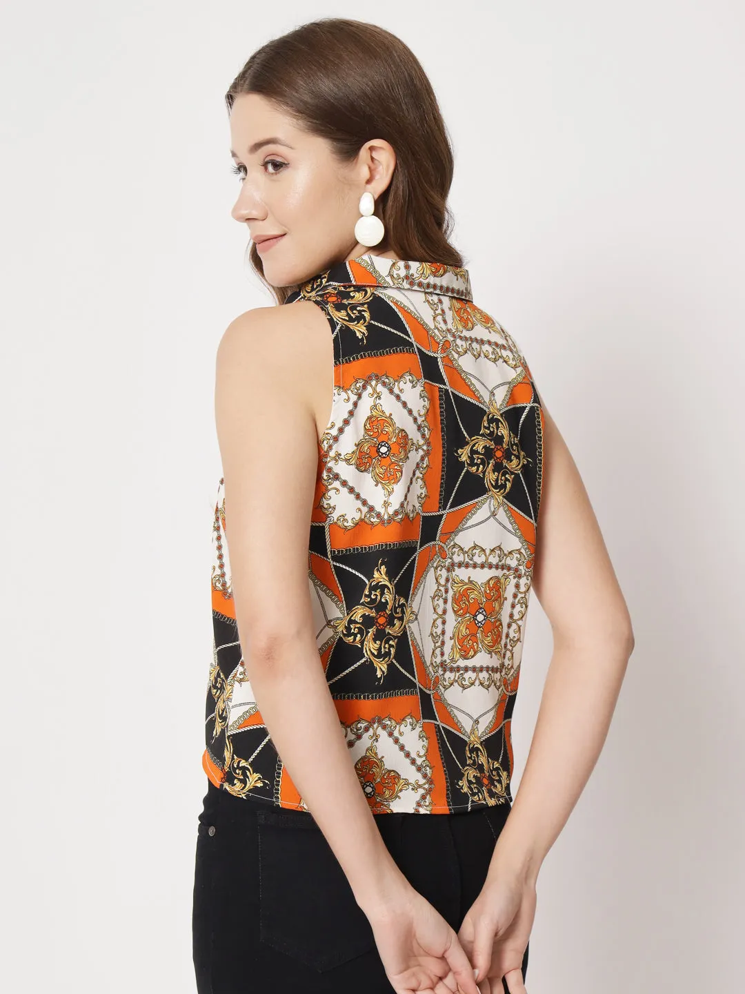 Paris Printed Crepe Top