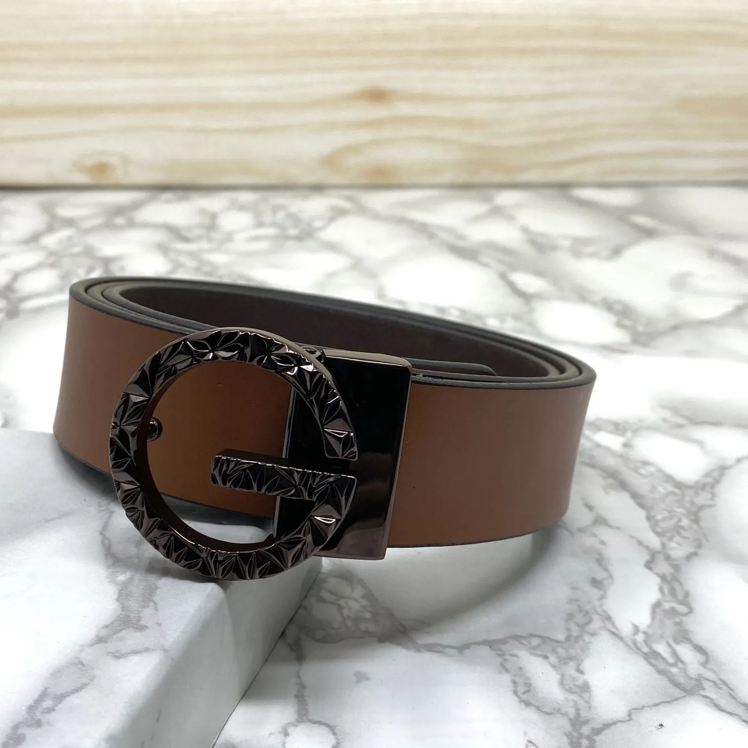 Premium Shiny G-letter Design Formal Leather Belt-JonasParamount