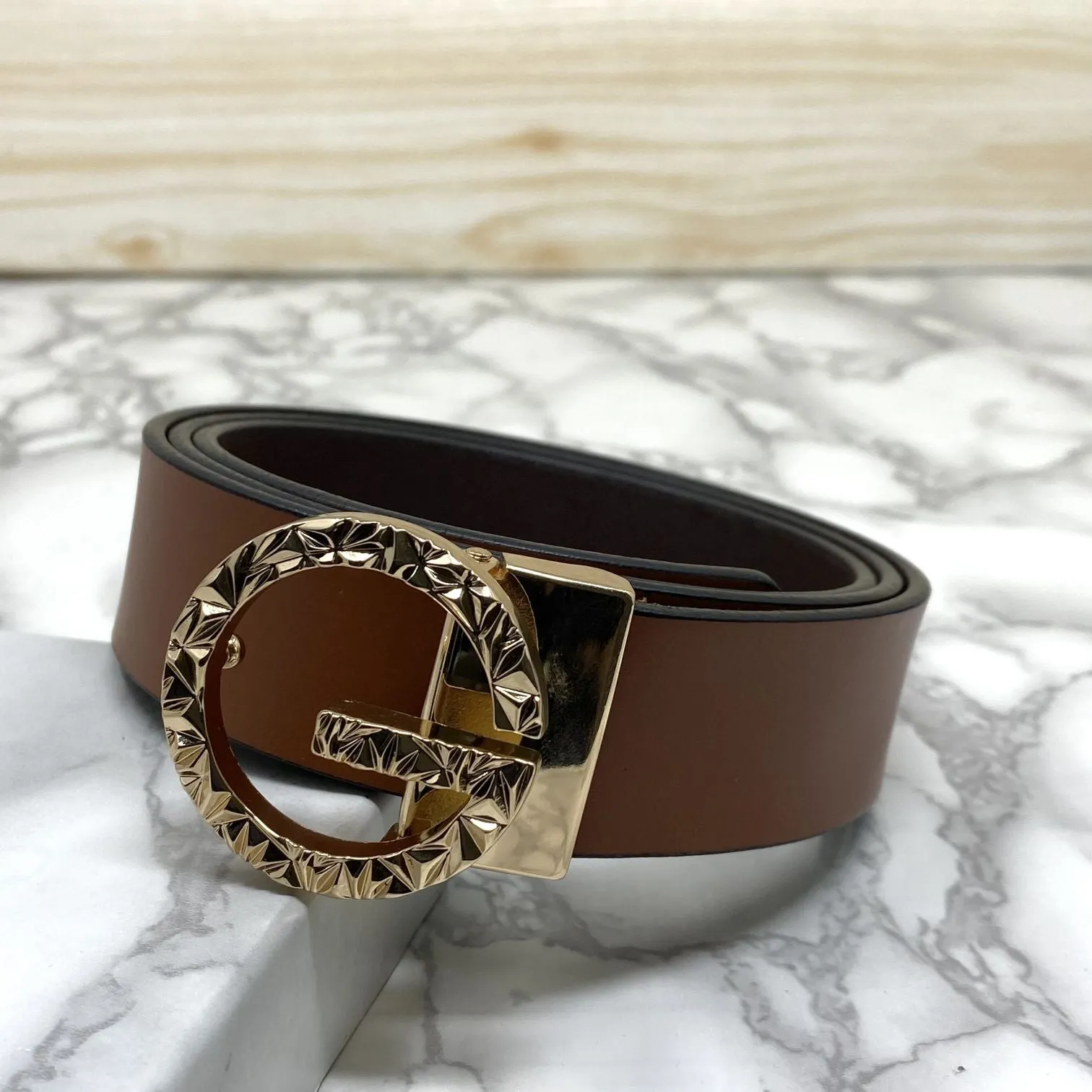 Premium Shiny G-letter Design Formal Leather Belt-JonasParamount