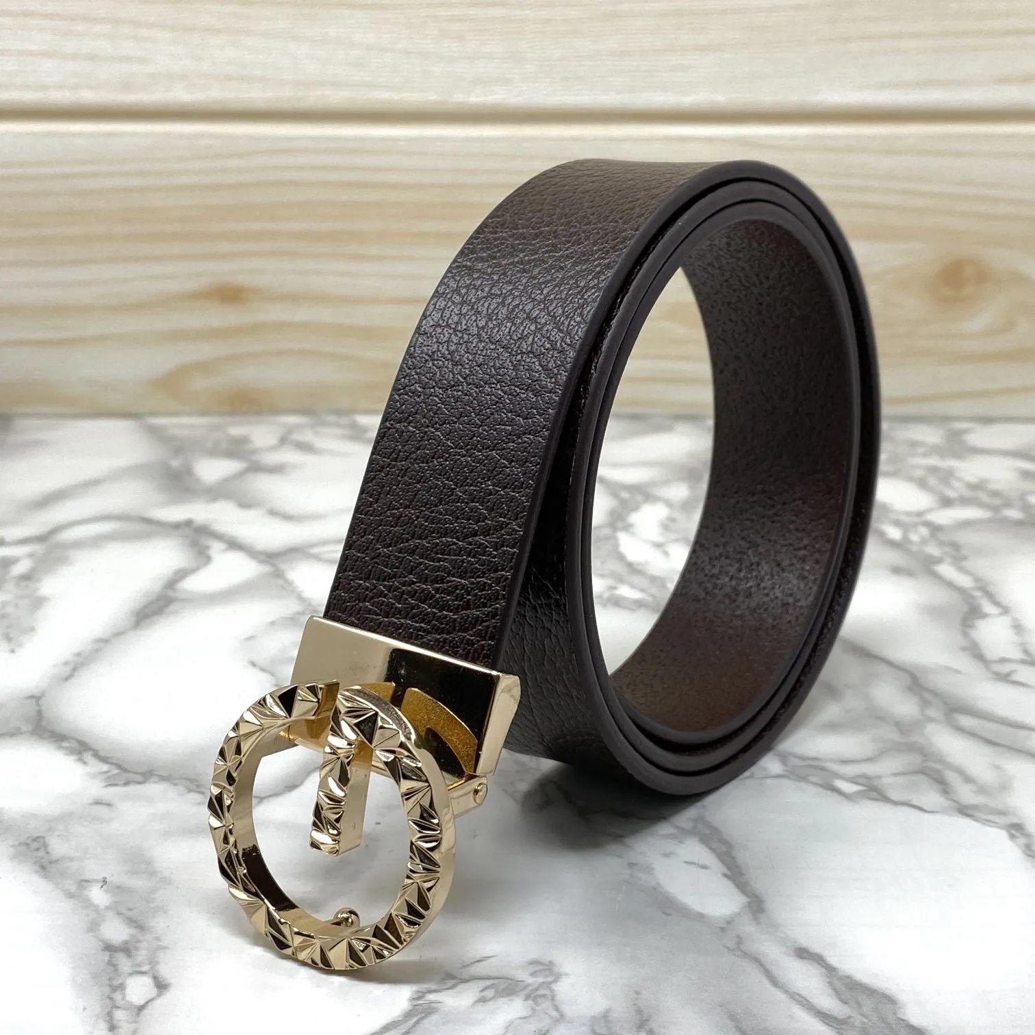 Premium Shiny G-letter Design Formal Leather Belt-JonasParamount