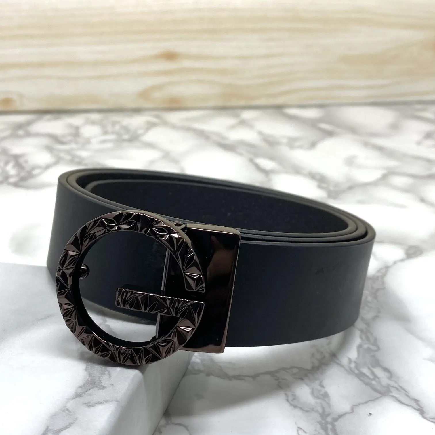 Premium Shiny G-letter Design Formal Leather Belt-JonasParamount