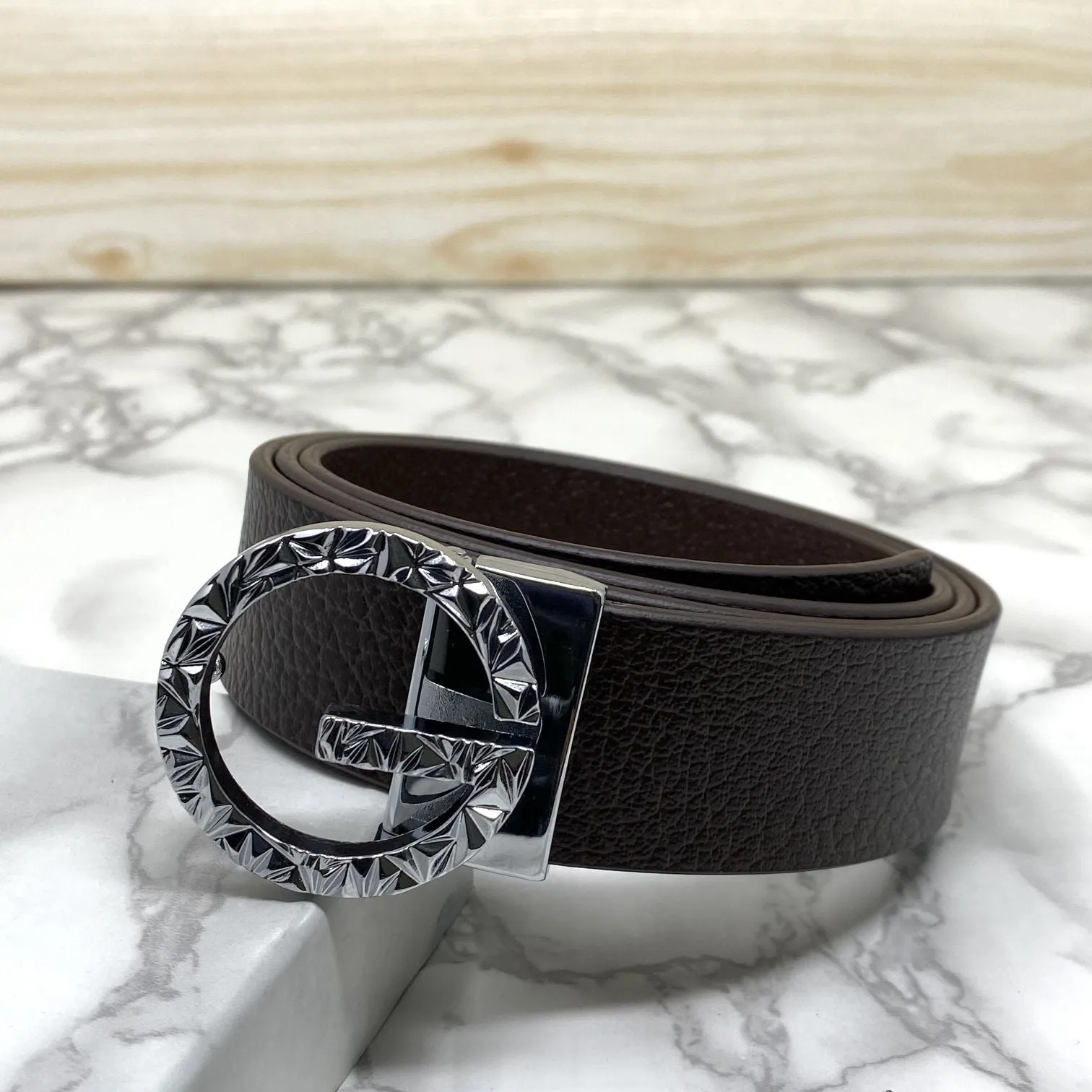 Premium Shiny G-letter Design Formal Leather Belt-JonasParamount