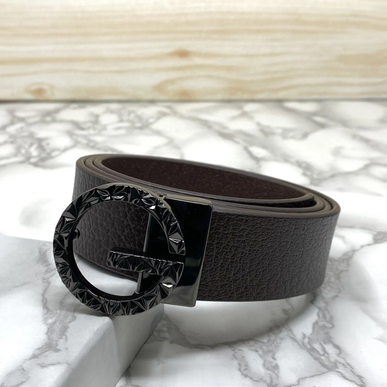 Premium Shiny G-letter Design Formal Leather Belt-JonasParamount