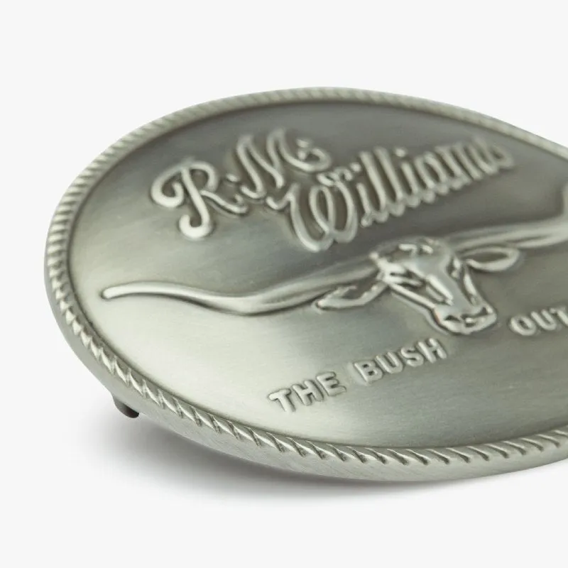 R.M.Williams Logo Mens Belt Buckle - Silver