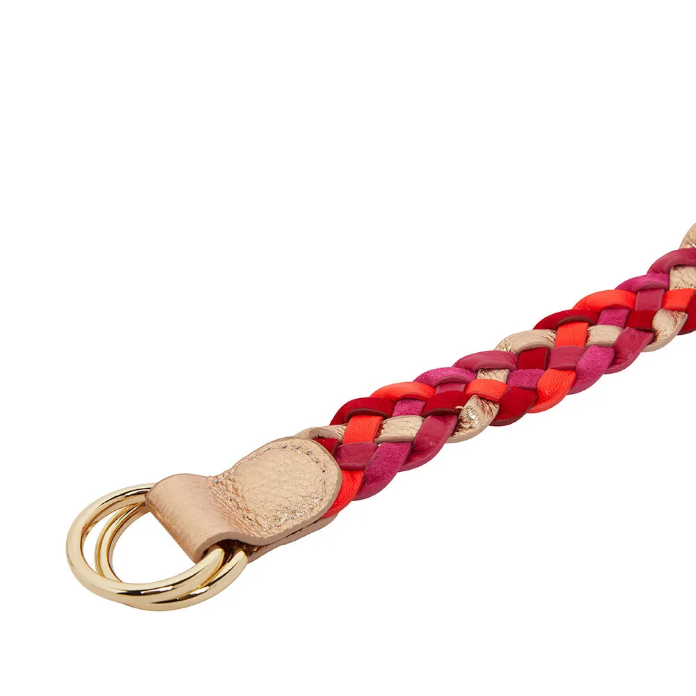 Rose Gold, Pink & Red Multi Plaited Belt