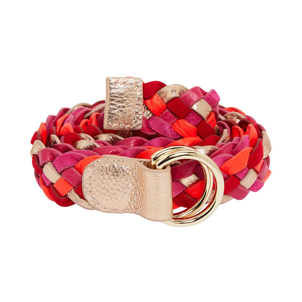 Rose Gold, Pink & Red Multi Plaited Belt